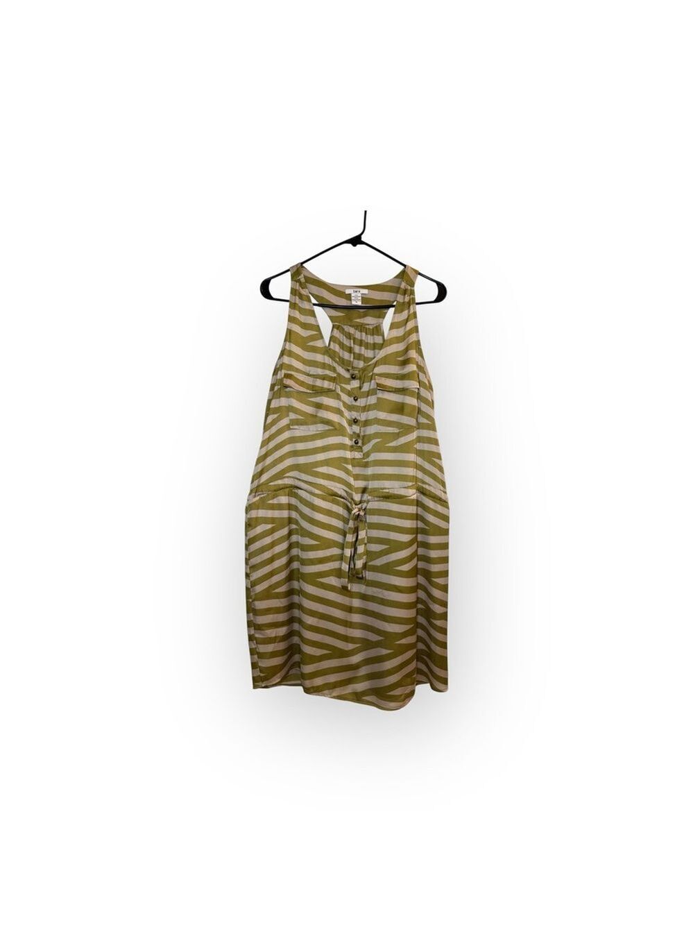 Bar III Green and Cream Zebra Print Racerback Mini Dress - Size XL